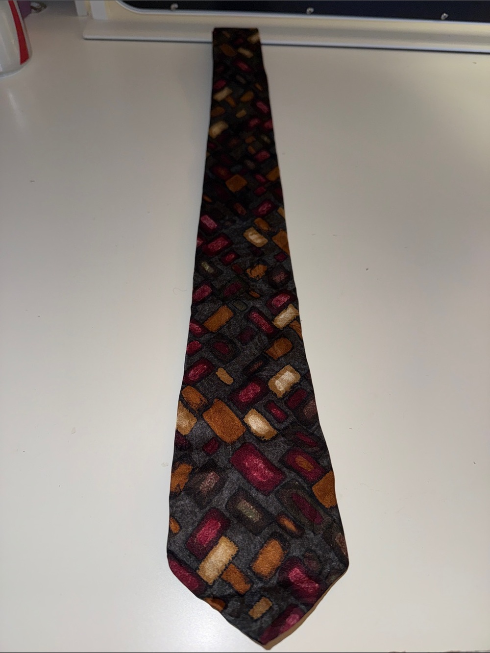 🎩 Vintage Dior Black Tie with Geometric Motif